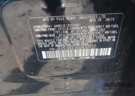 2016 Subaru Forester 2.5I Premium from USA, damaged, VIN JF2SJADC6GG437732